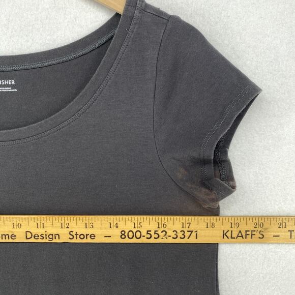 EILEEN FISHER Dress M Stretch Organic Cotton Jersey Short Sleeve Gray USA - Picture 12 of 14